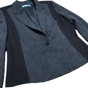 Antonio Melani PANTSUIT Size 12 Black & Grey Button Blazer Coat Sz L